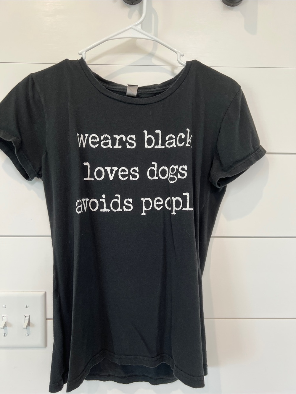 Black 'Wears Black Loves Dogs Avoids People' Graphic Dog Lover Tee